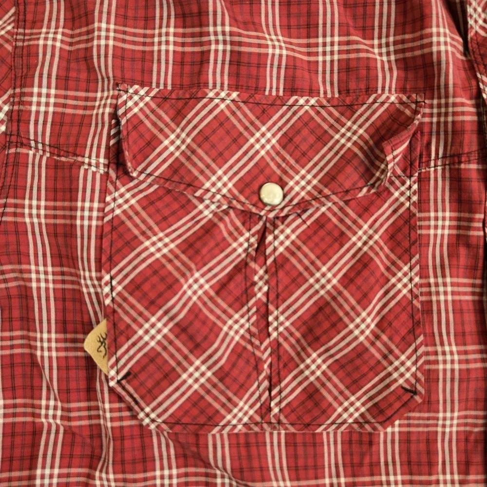 John Browning Heritage Collection Plaid Long Sleeve Pearl Snap Size 2XL‎ Red